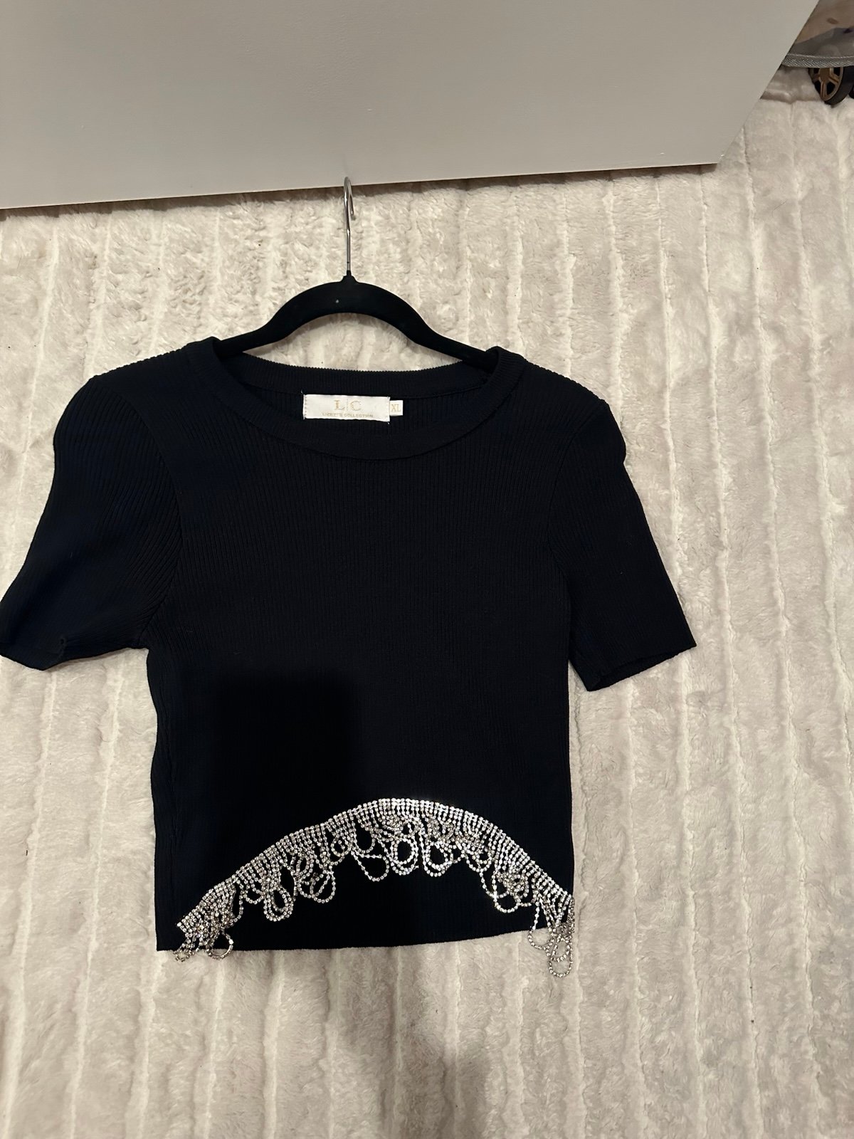 Black diamon jeweled crop top