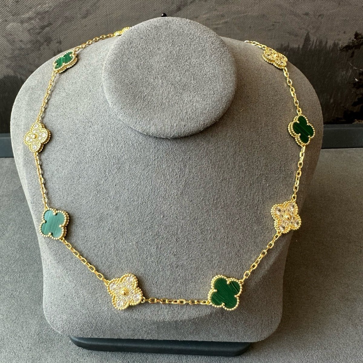 Clover malachite necklace 925 silver 18k gold plated 10 motifs clover necklace