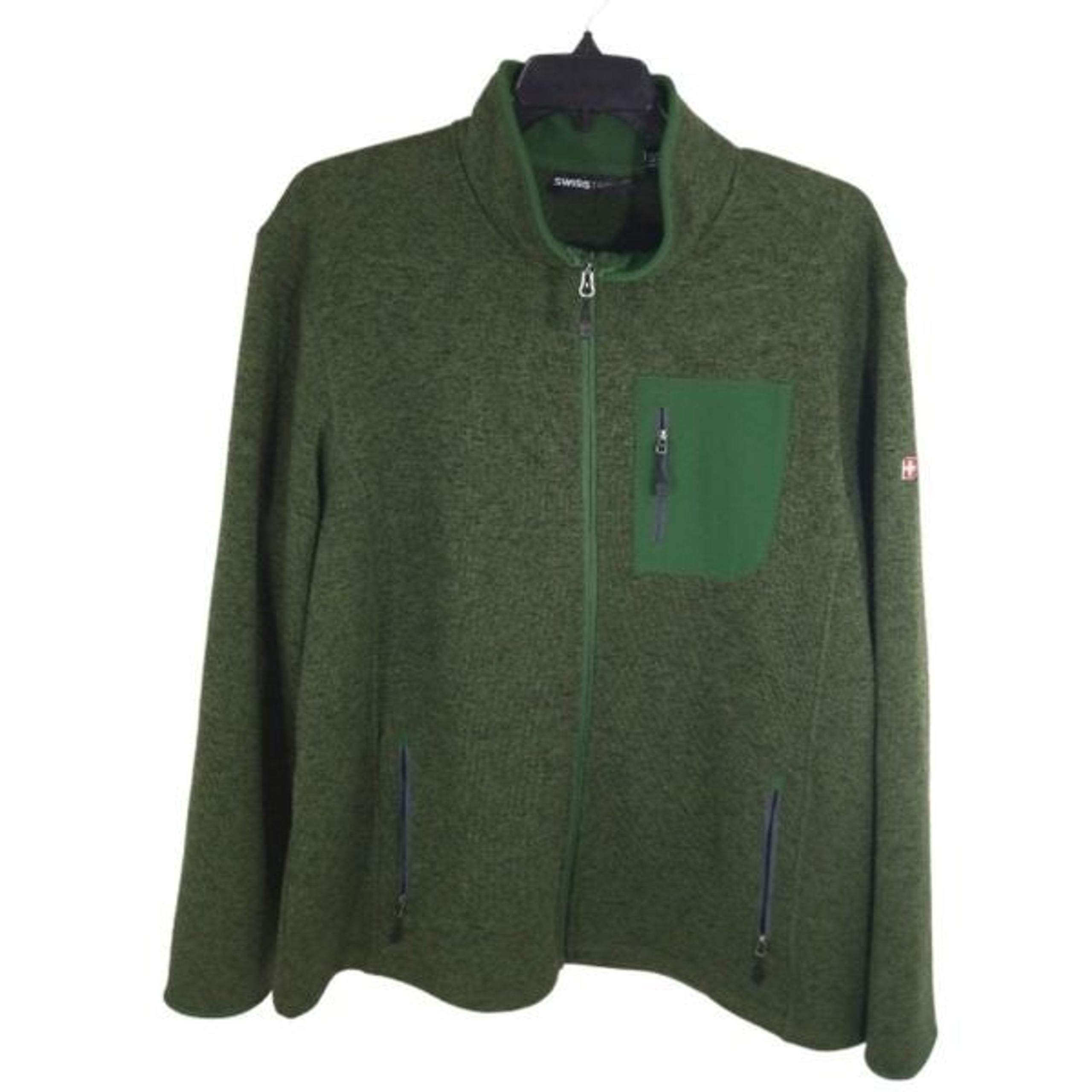 {Swiss Tech} Men's Zippered Fleece Jacket in Green Size 2XL