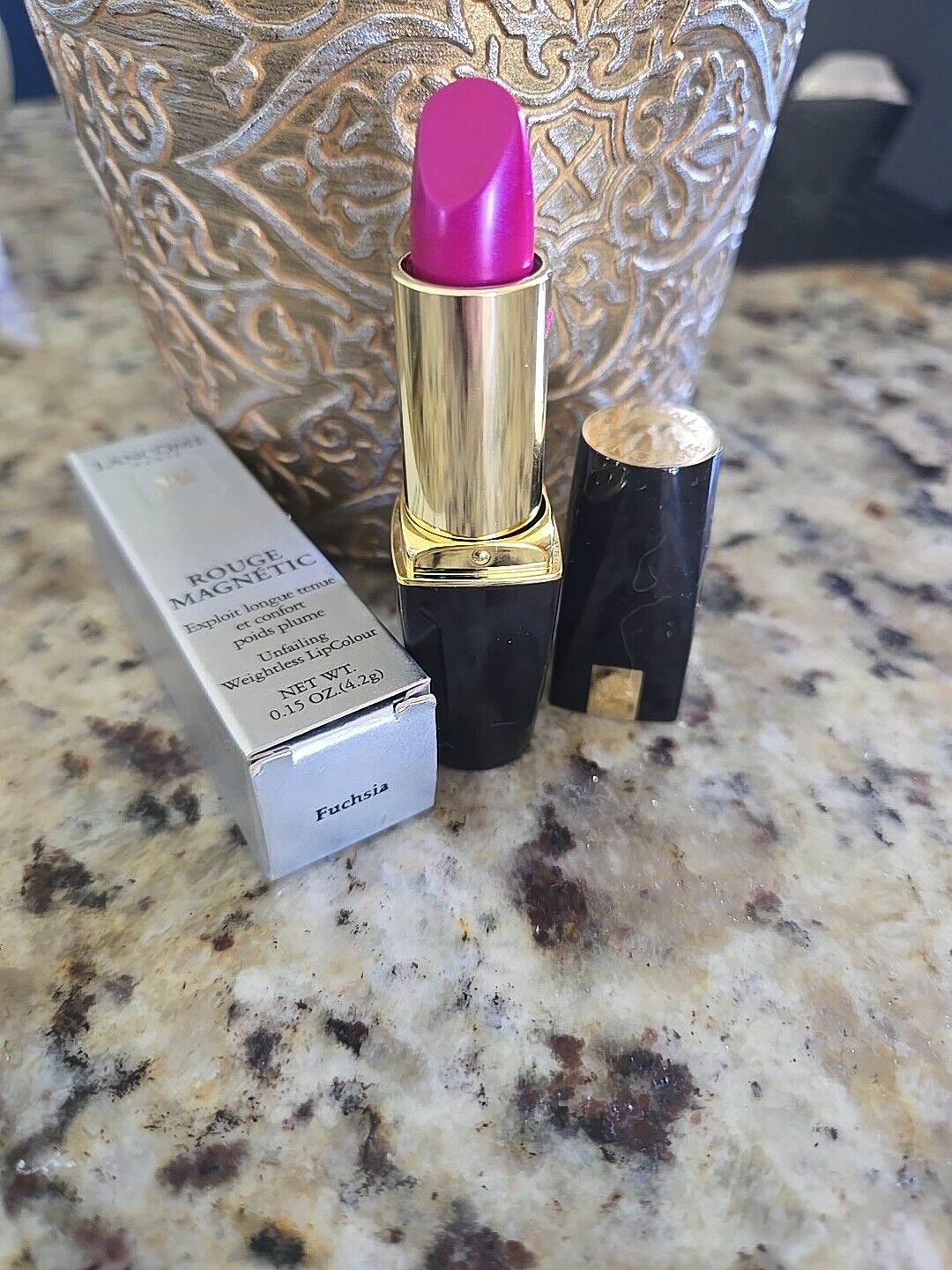 Lancome Rouge Magnetic Lipstick Lip Color Fuchsia Full Size super rare Nib New