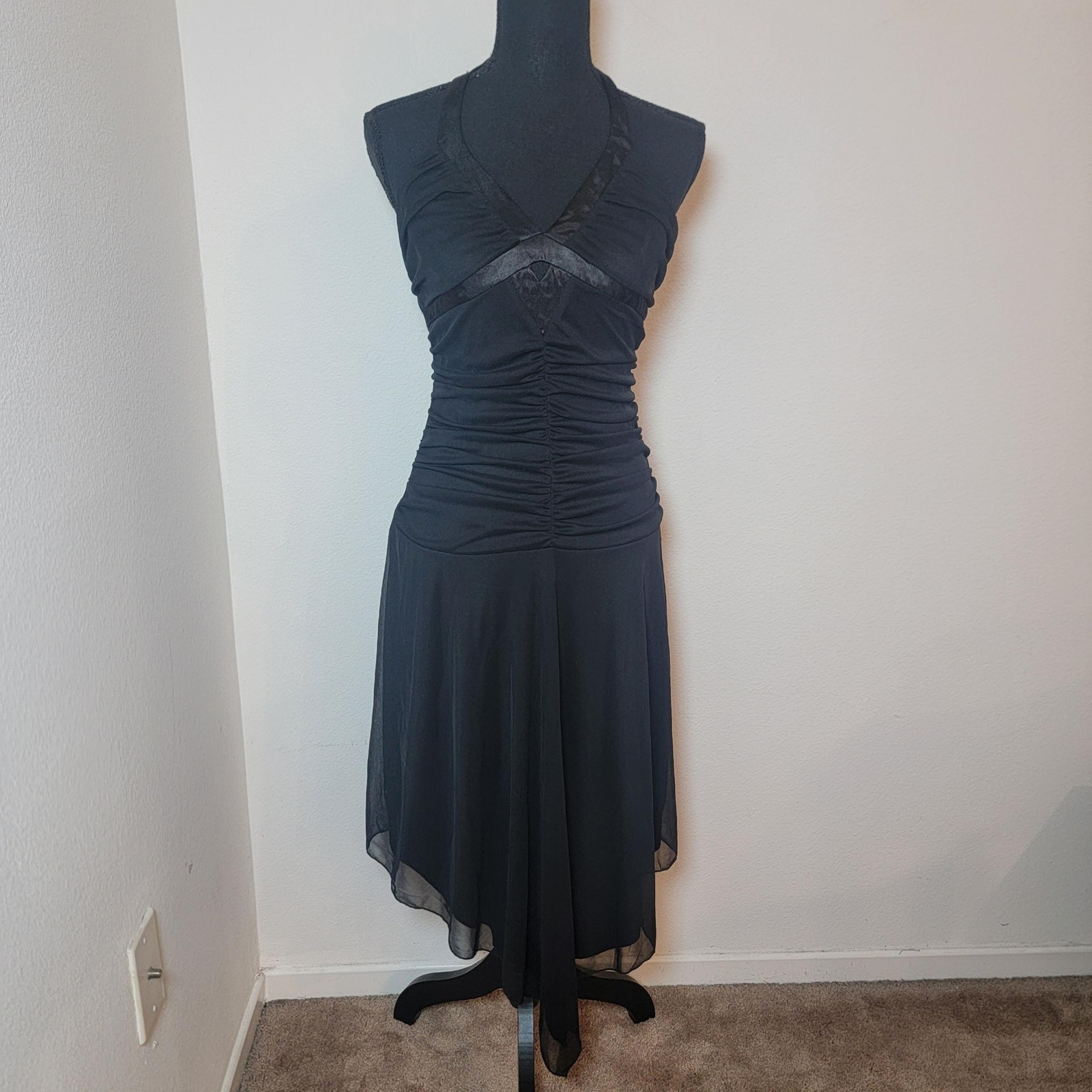 VTG Y2K Trixxi Black Small Halter Midi Made in USA Dark Fairy Witchy Whimsigoth