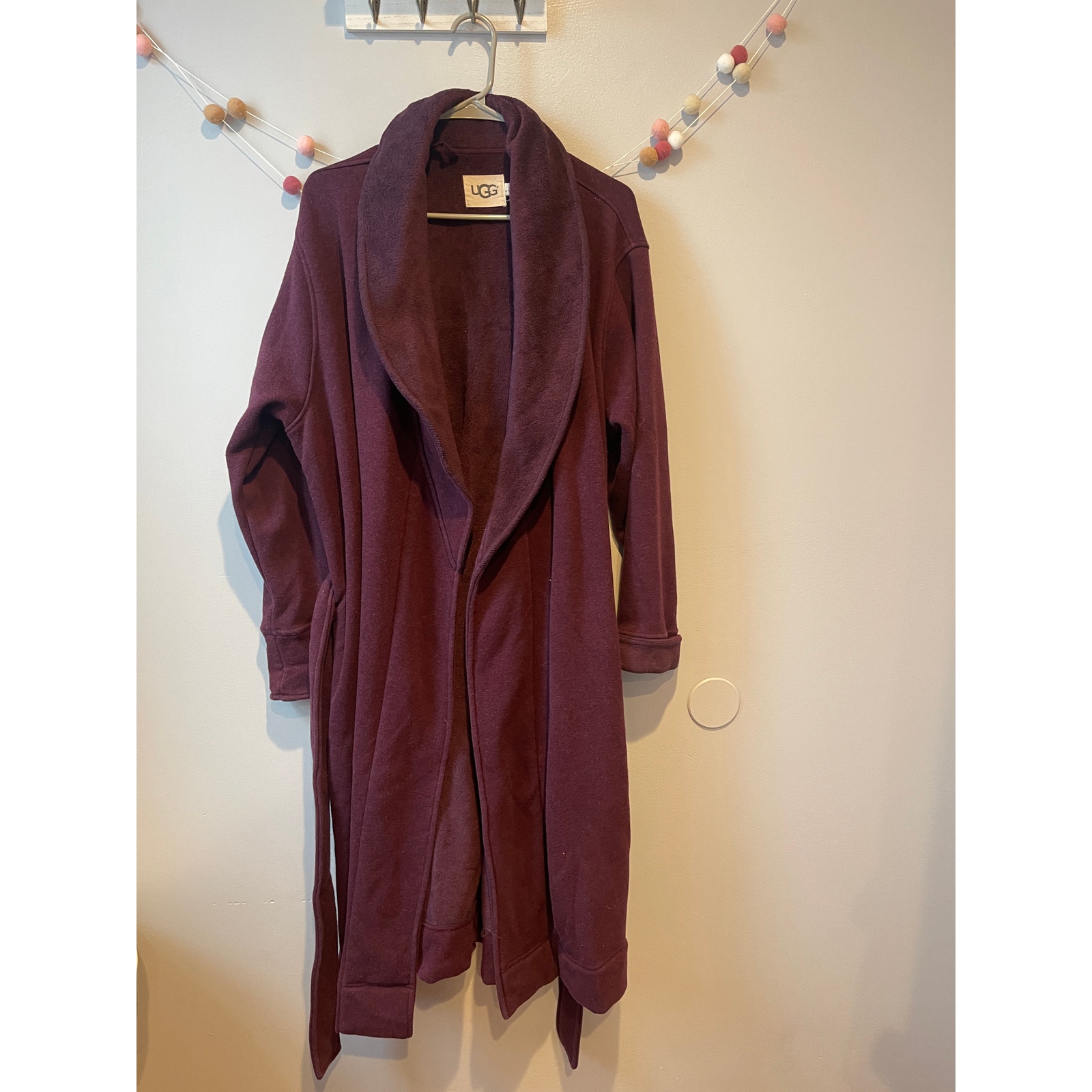UGG Women's Duffield II Duster Maroon Bath Robe with Belt & Pockets