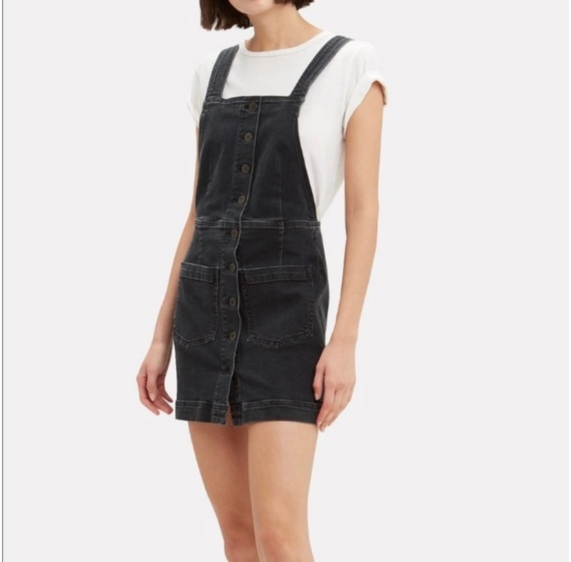 3x1 black denim overall dress