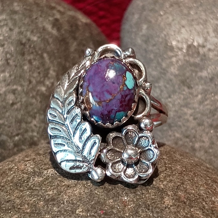 Purple Mojave Turquoise Sterling Silver Ring Size 7