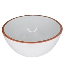 Large Heavy Ceramic Salad Serving Mixing Bowl w/Brown Terra Cotta Rope Edge | Ma