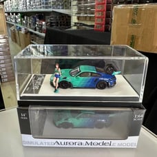 PORSCHE 992 GT3 RS FALKEN WITH FIGURE 1/64 SCALE DIECAST CAR MODEL BY AURORA