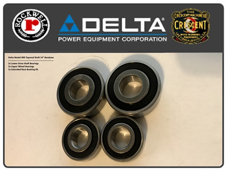 Delta 14 Bandsaw Model 890 Upper & Lower Wheel Bearing Rebuild Kit