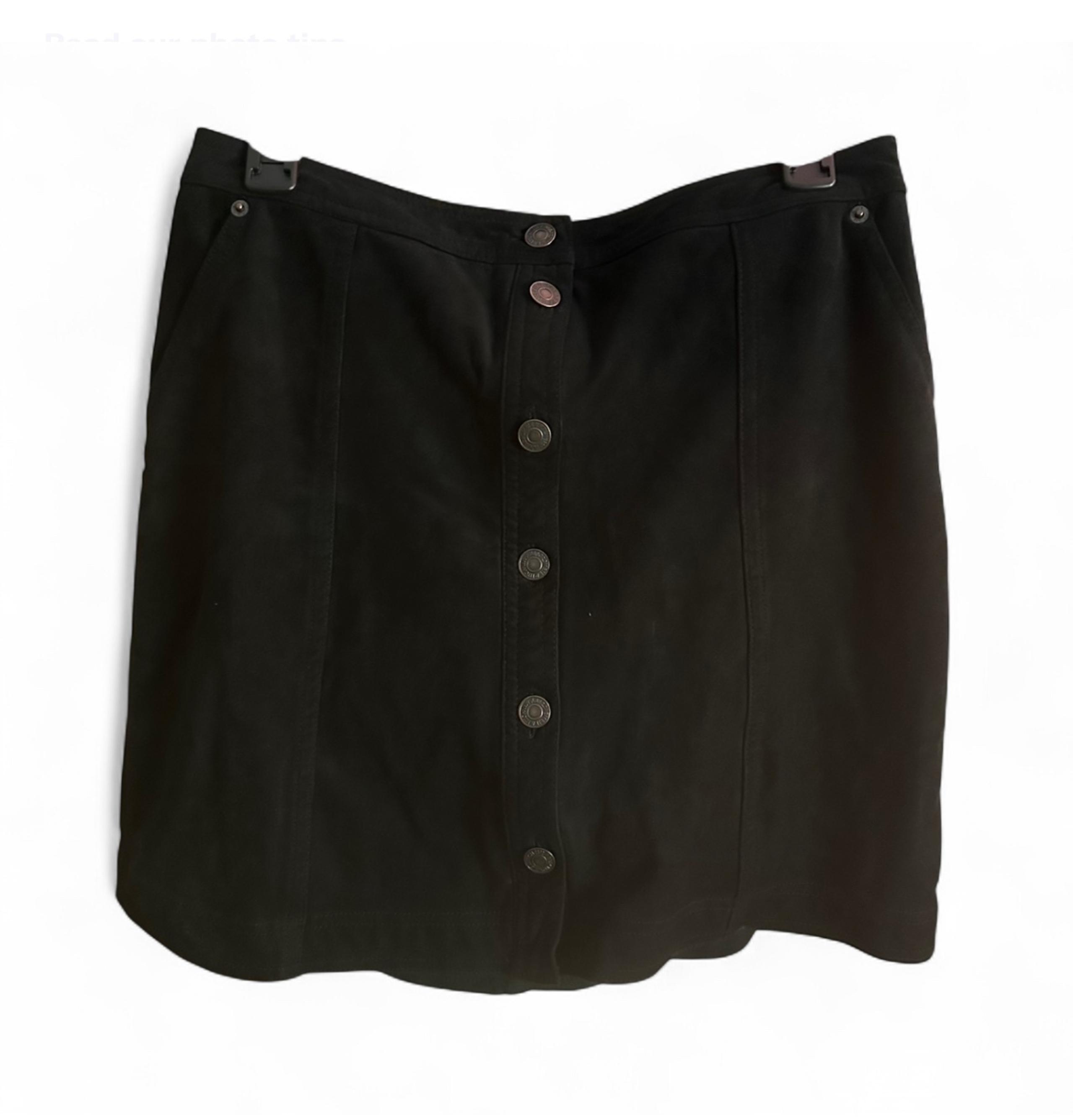 Abercrombie & Fitch Black Suede Button Up Midi Skirt - Size Medium
