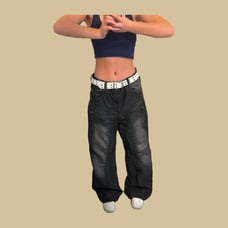 Black Platini Baggy Biker Jeans