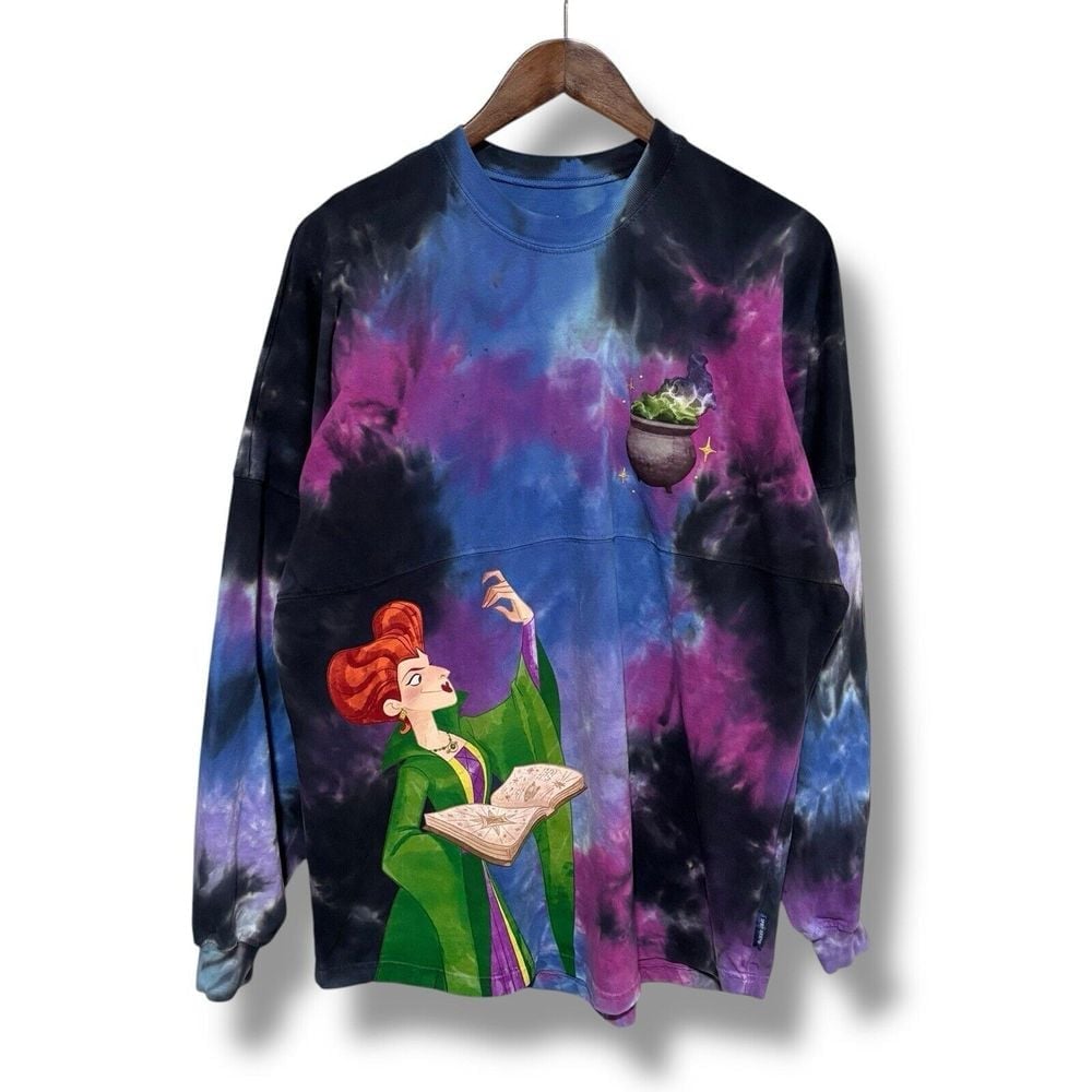 Disney Spirit Jersey Women's Hocus Pocus Graphic Tie Dye Long Sleeve Shirt Sz M