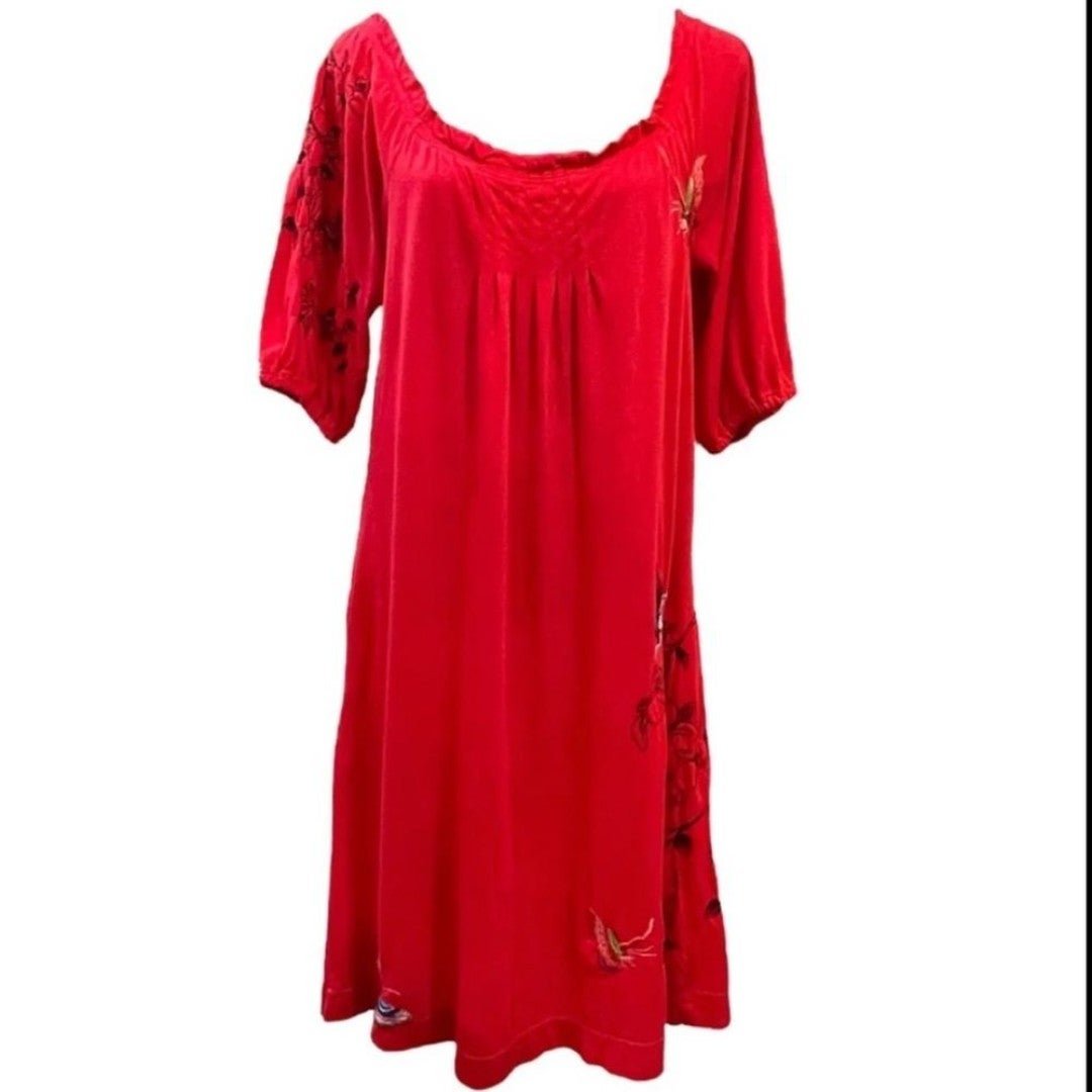 Johnny Was JWLA Red Embroidered Dress Size XS