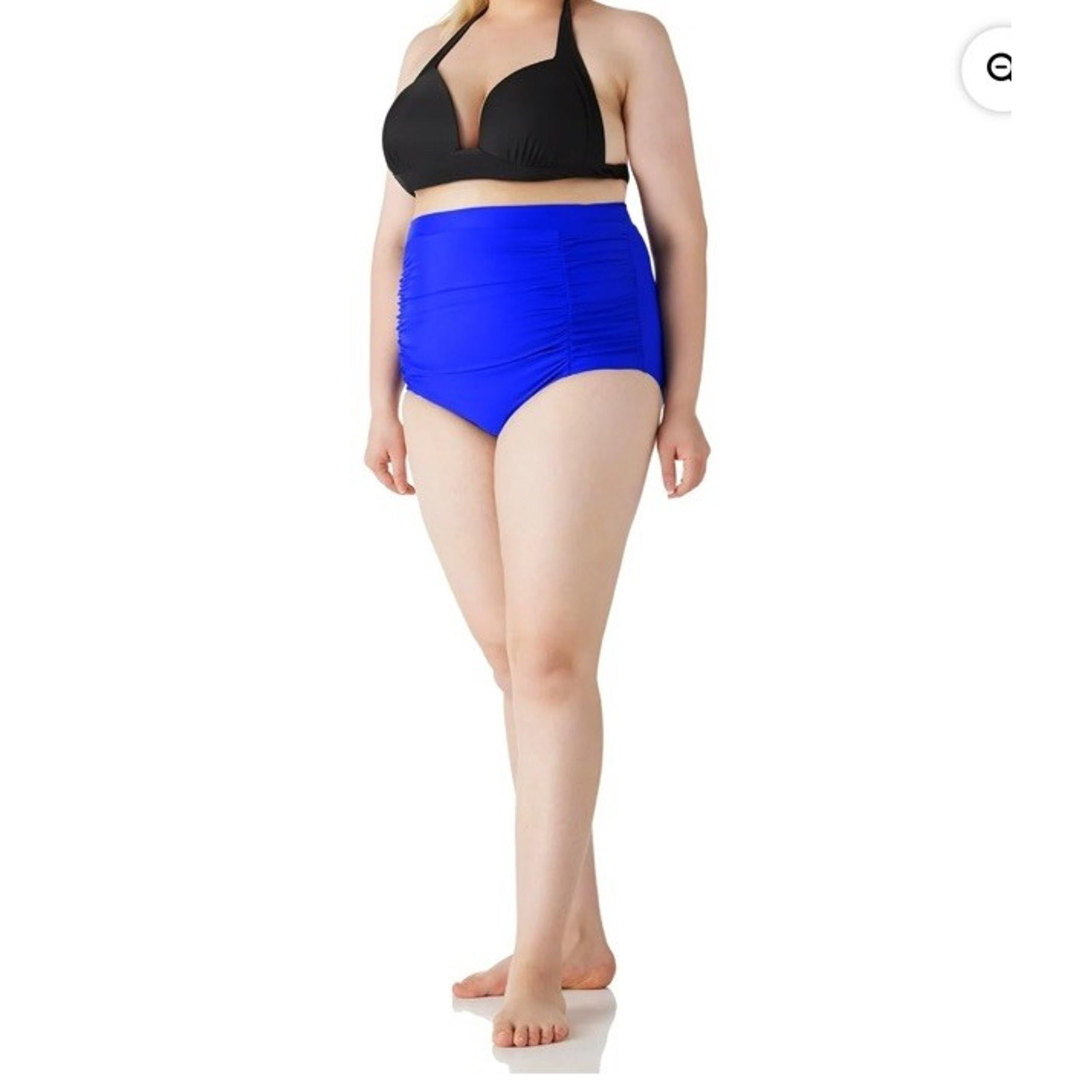 RELLECIGA Women's Royal Blue High Waisted Ruched Bikini Bottom Size XXL