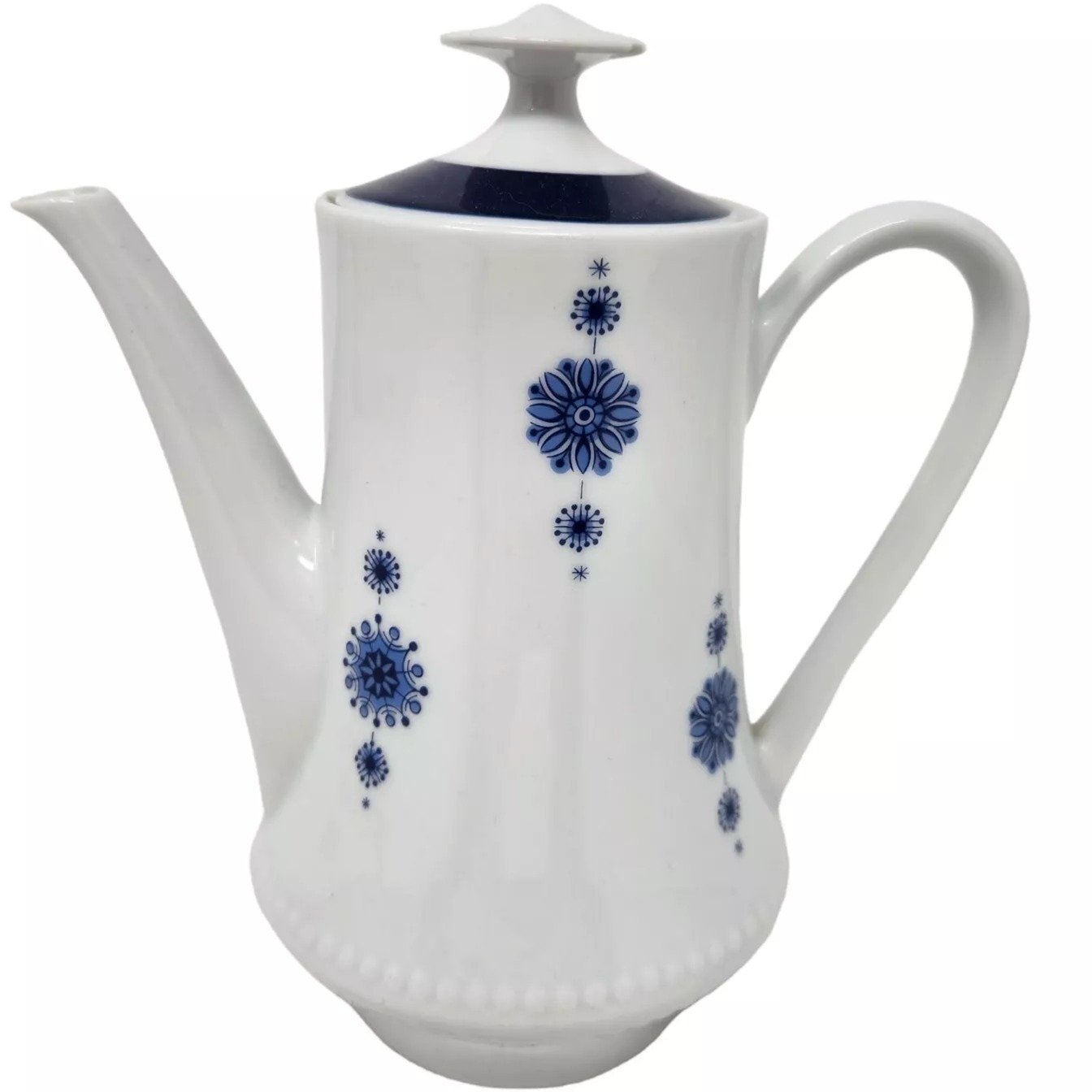 Mitterteich Vintage Bavaria Blue and White Coffee Pot Flower Pinwheel