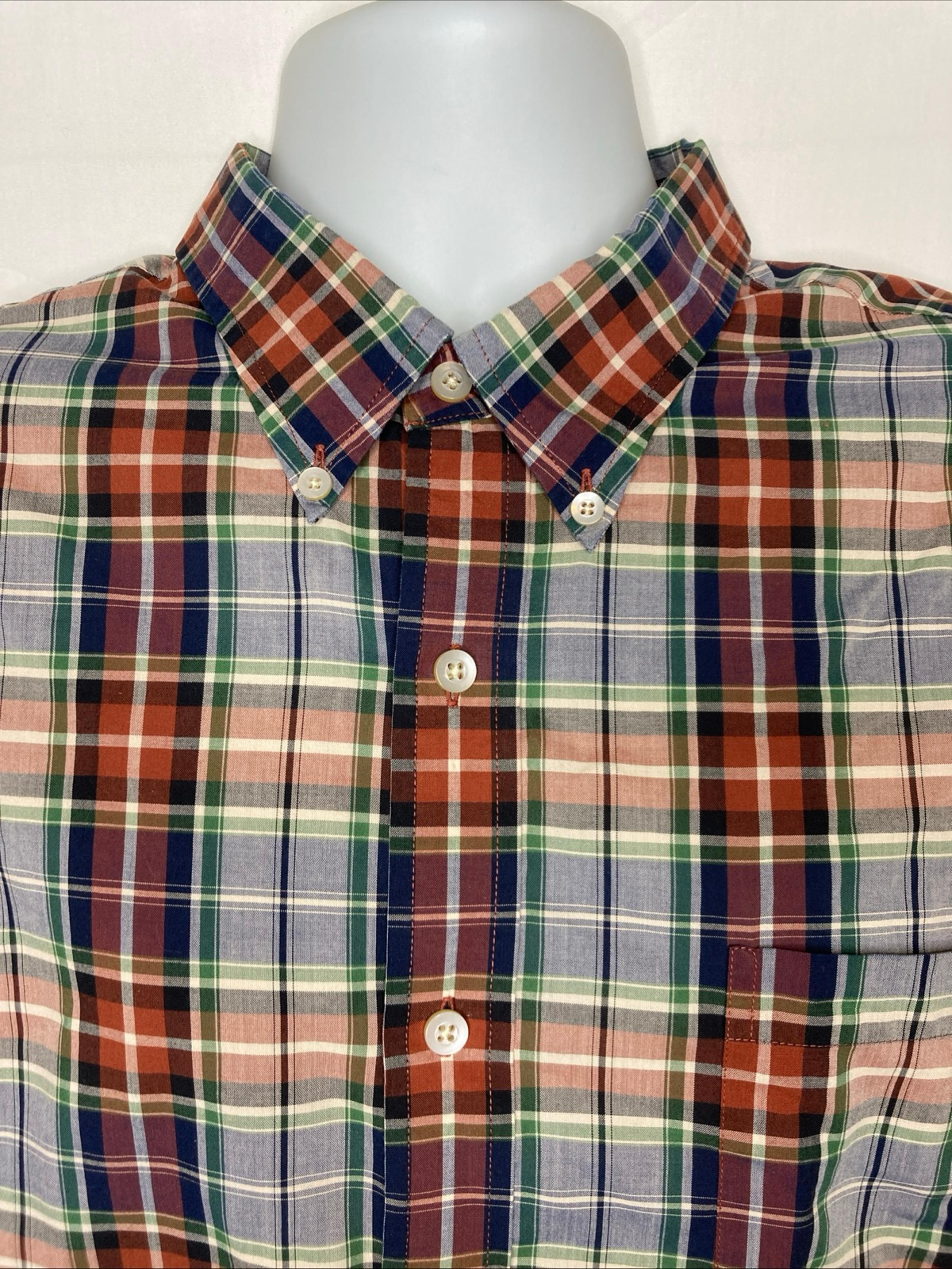 Saddlebred button shirt men's XL brown plaid long sleeve