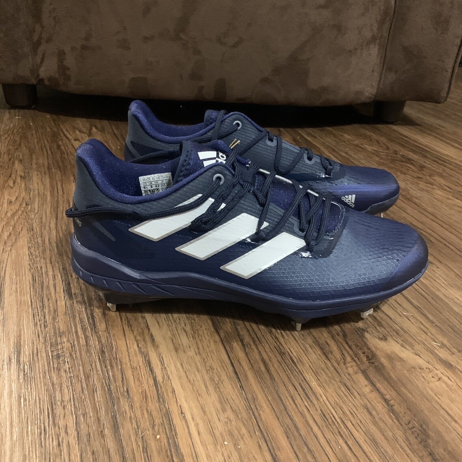 Adidas Adizero Afterburner 8 Metal Baseball Cleats Navy Men's Size 8.5 H00978