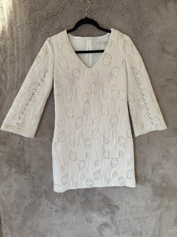 Trina Turk Selfie Embroidered Cream A-Line Dress Size S Evening Wedding 458