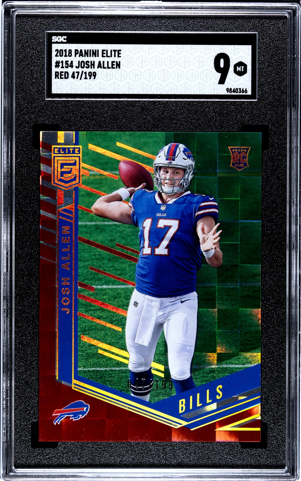 2018 Elite Josh Allen Rookie Card SP Red #/199 SGC 9 Mint!