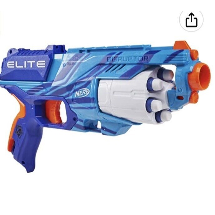 NERF Elite Disruptor Blaster Reflex Blue -- 6-Dart Rotating Drum, 6 Official ...