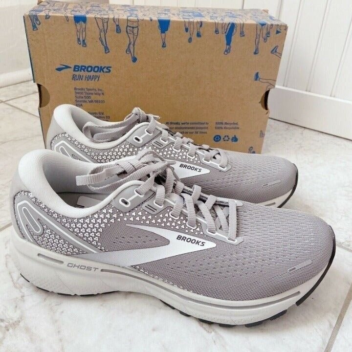 Brooks Ghost 14 Running Shoe Alloy/Primer Grey/Oyster Womens US 8.5 D Wide