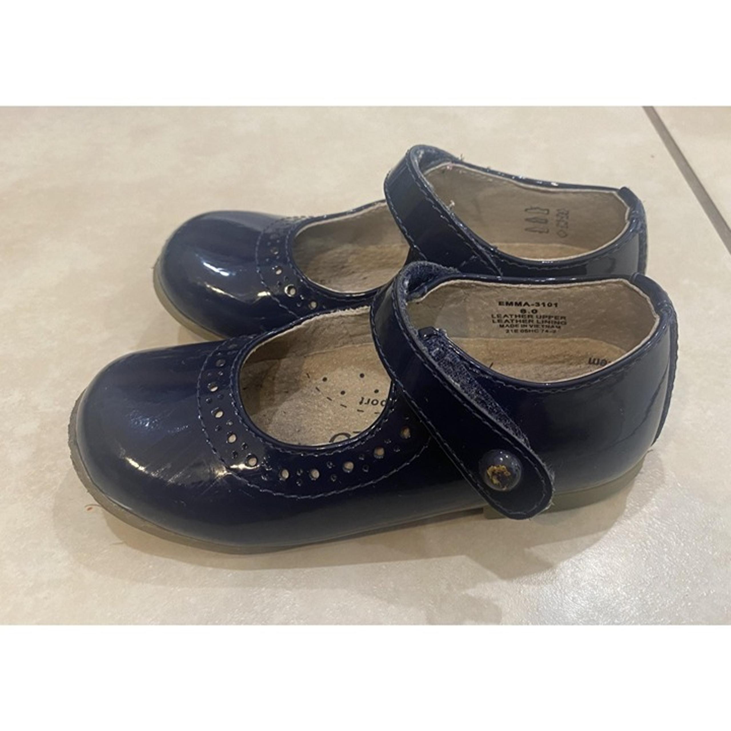 Footmates “Emma” Mary Jane Shoes Navy Blue Leather Girls Toddler Size 8