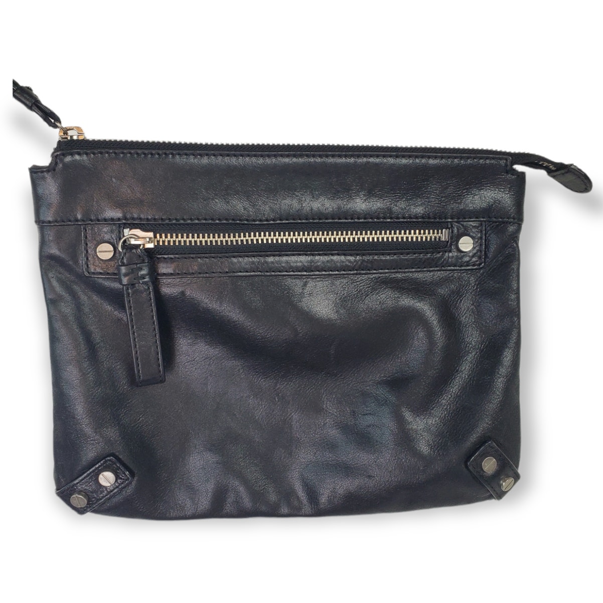 Club Monaco Black Buttery Soft Leather Clutch Purse