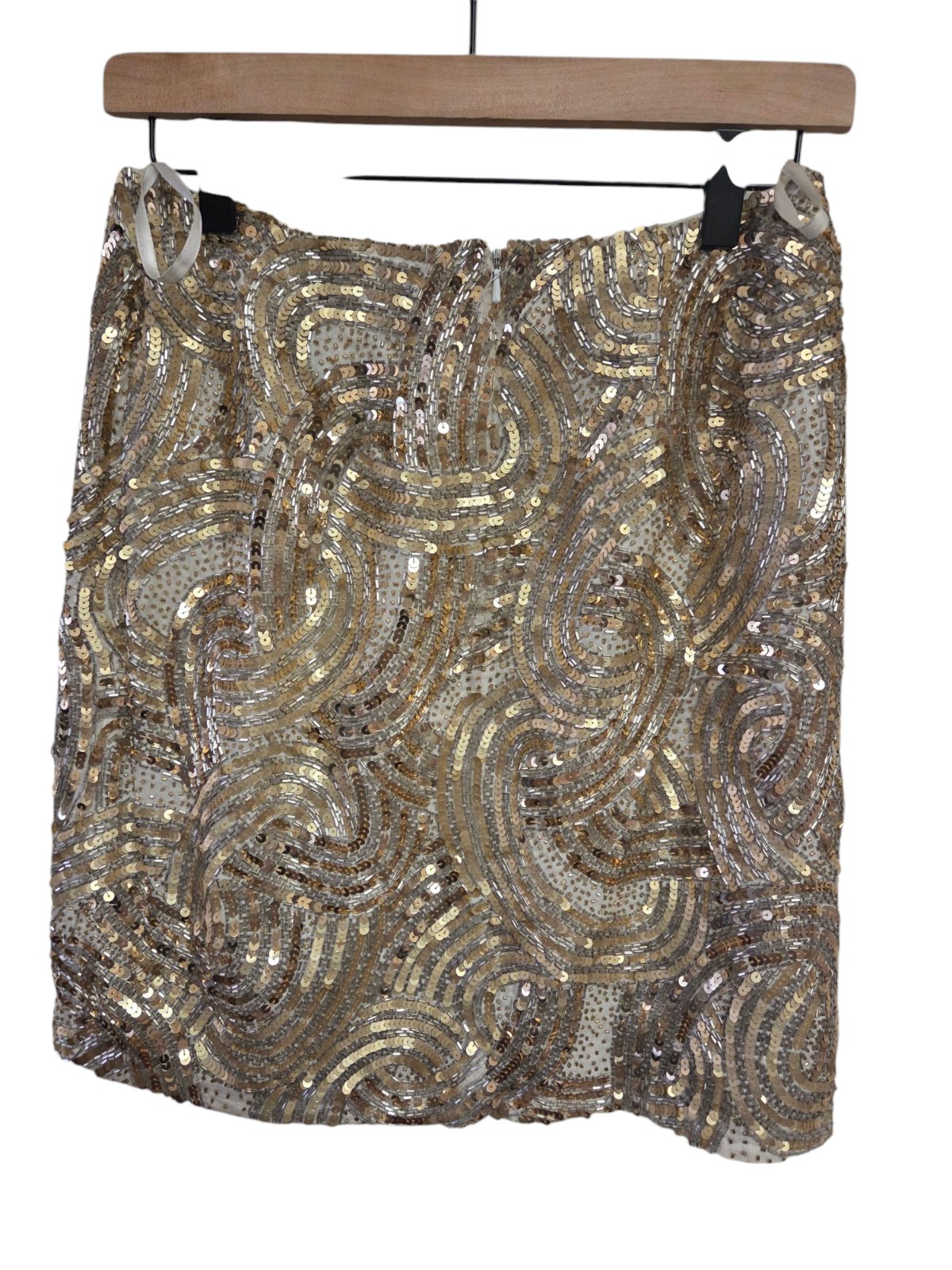 Oleg Cassini Black Tie Vintage Sequin Gold and Silver Pattern Mini Skirt 8