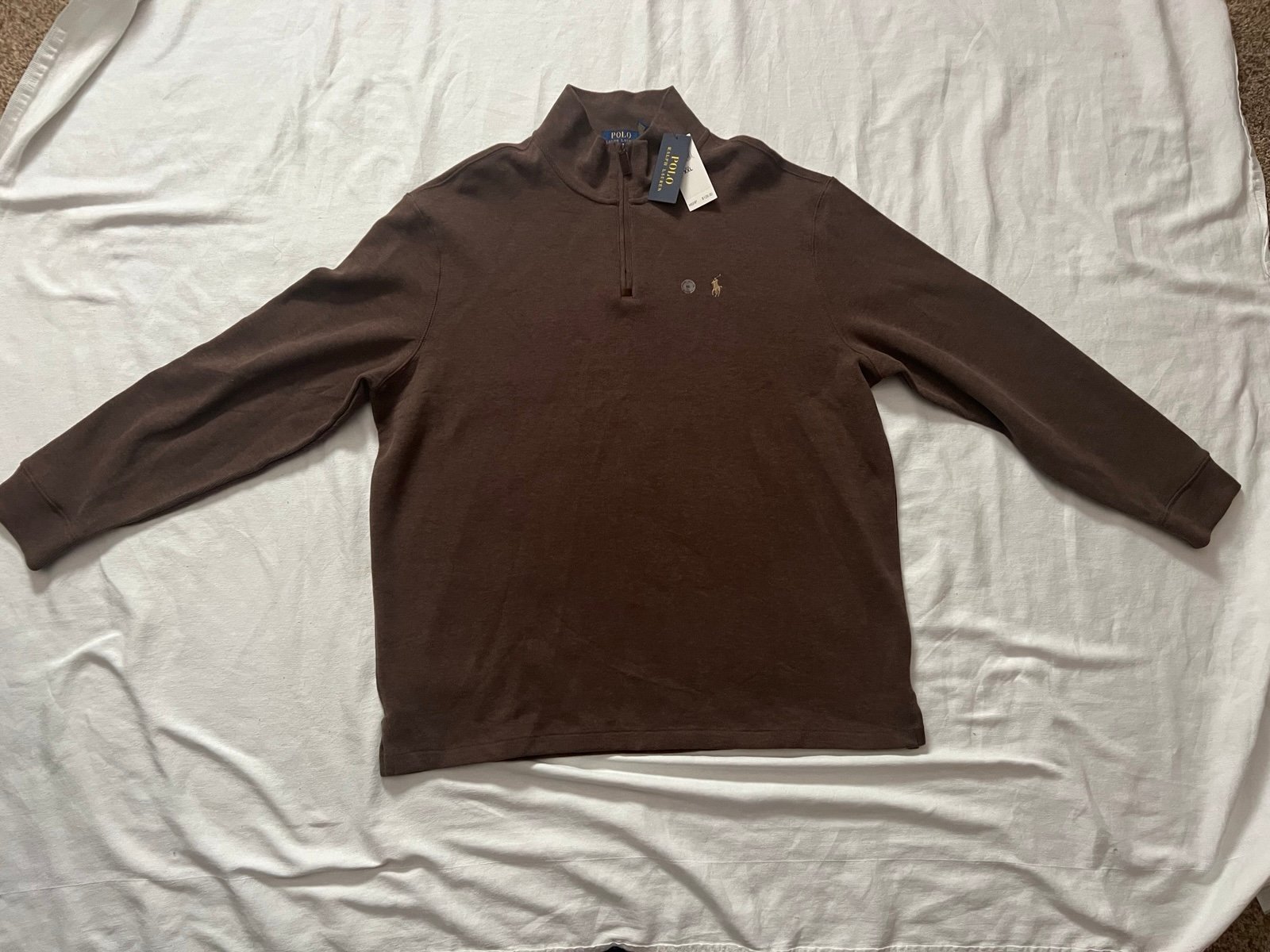 NEW Polo Ralph Lauren Shirt Mens XXL BROWN Pullover Performance Long Sleeve Polo