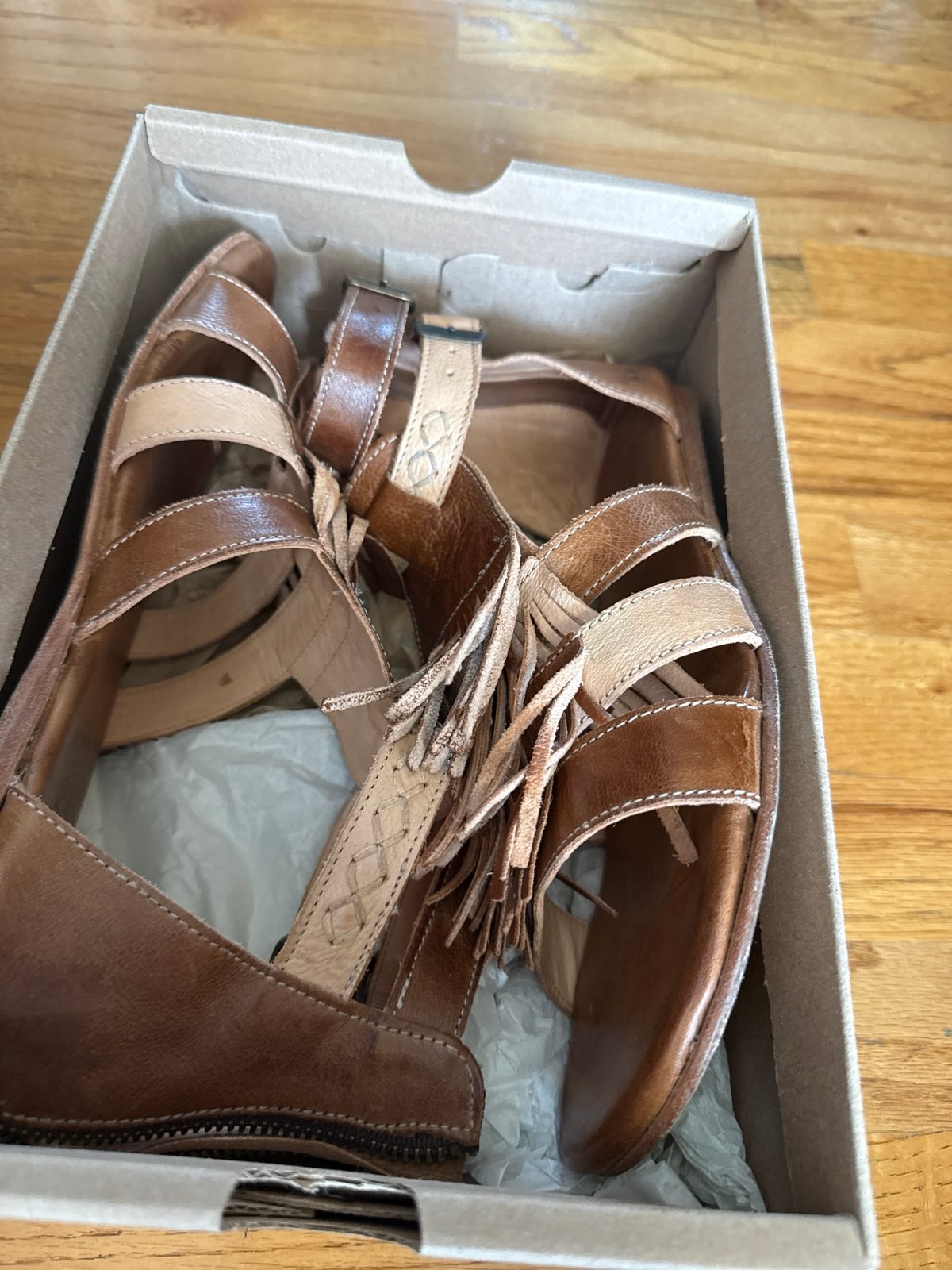 Bedstu Alena Tan Bone Rustic Sandals 9.5