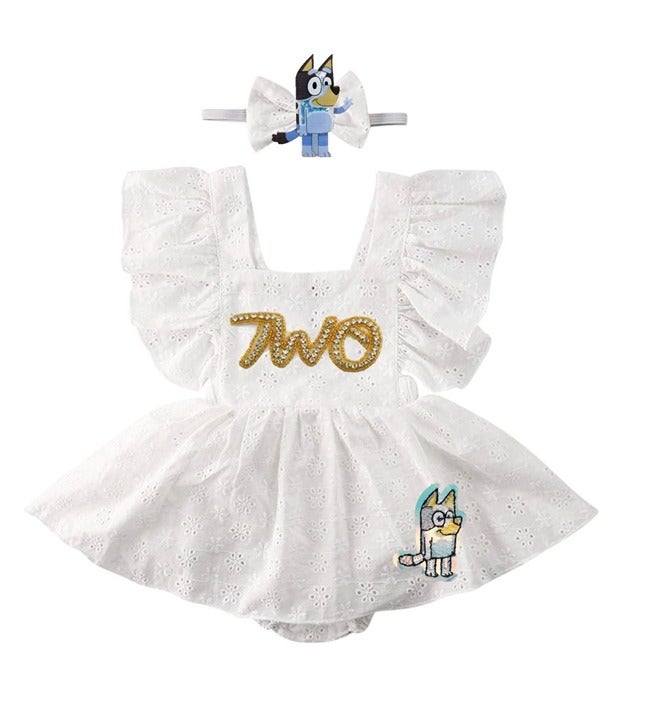 18-24 Bluey Dress Jumpsuit Romper Outfit Birthday Clothes Bingo Dog Cartoons