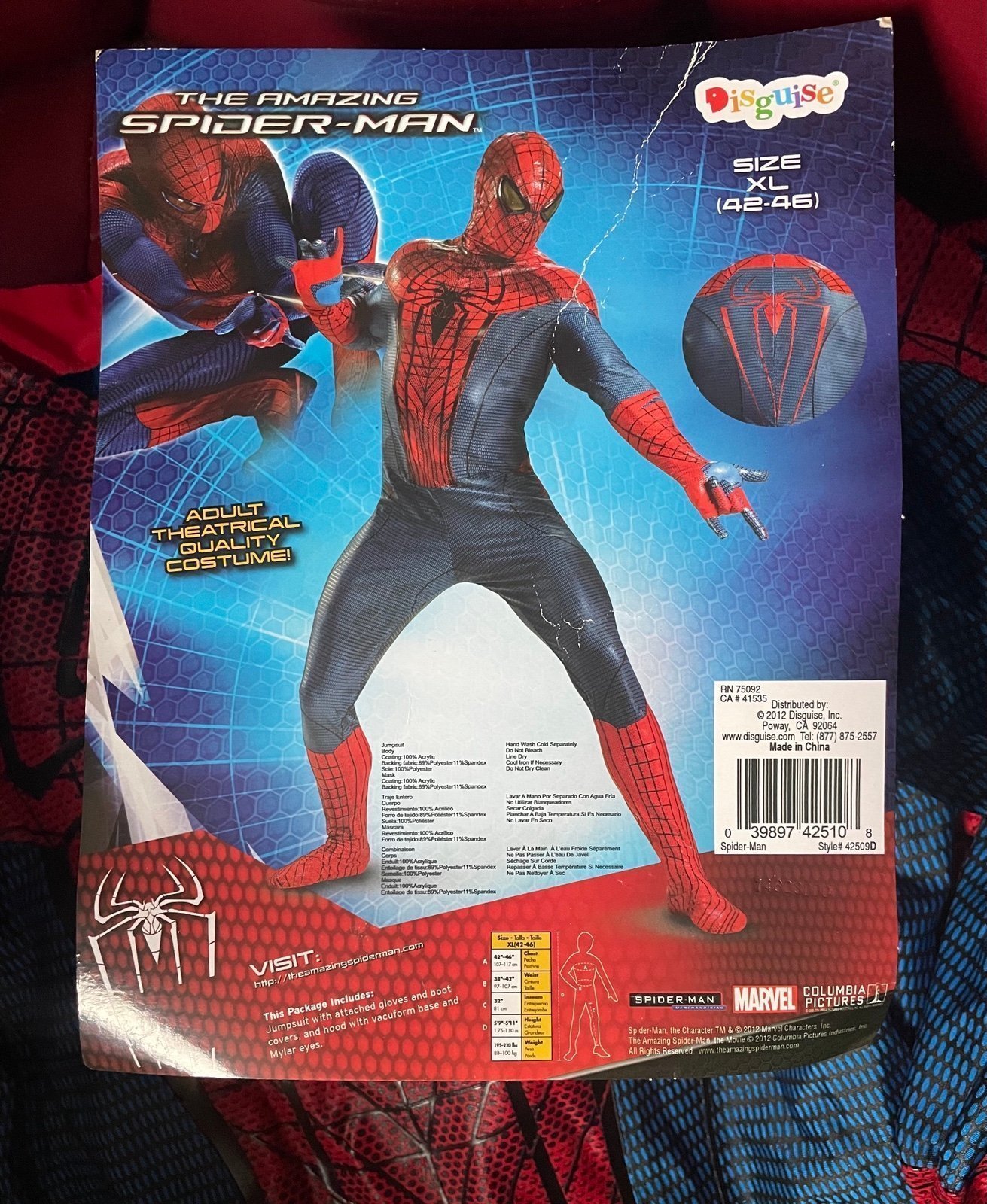 The Amazing Spider-Man Theatrical Quality Adult Deluxe Costume