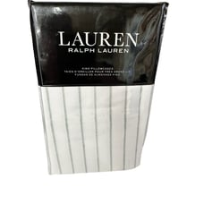 NEW Lauren Ralph Lauren Set of King Pillowcases Spencer Stripe Sateen Sage