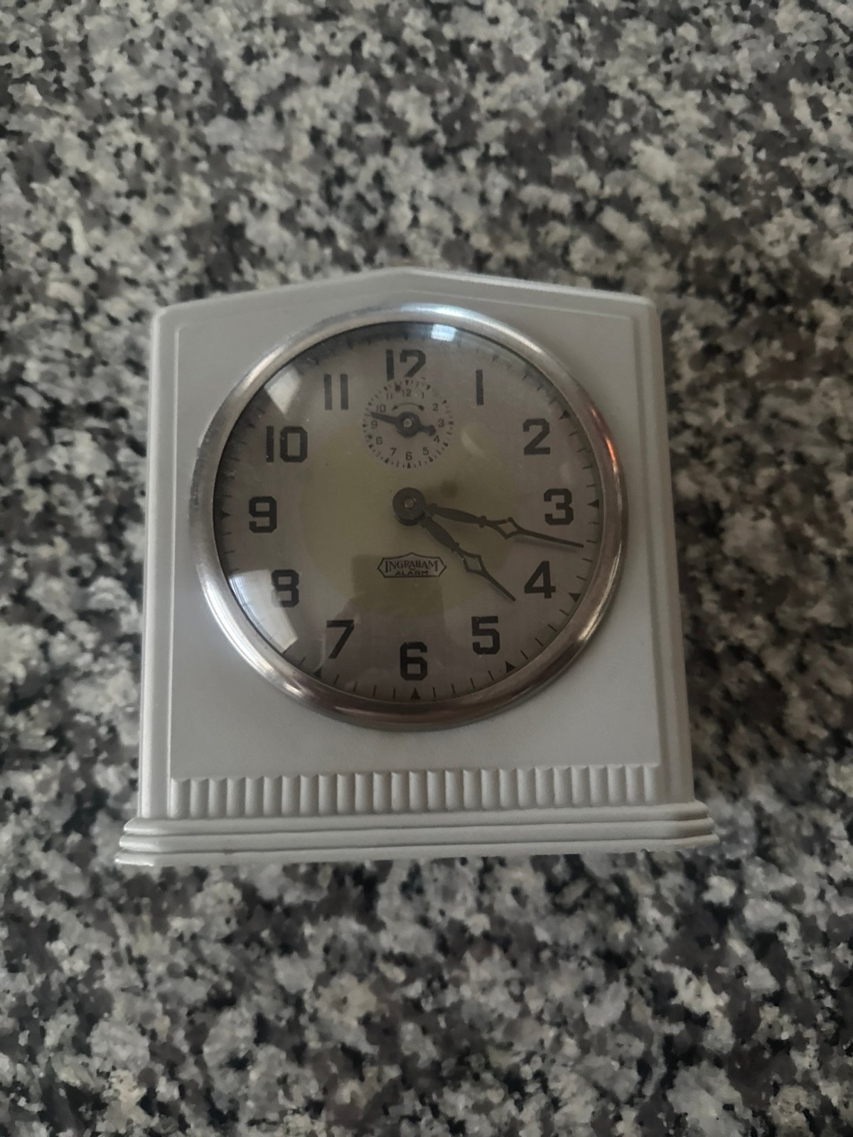 Ingraham Alarm Antique Wind up Clock Grey