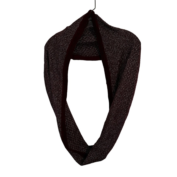 Loft Burgundy & Silver Metallic Wool Blend Infinity Scarf