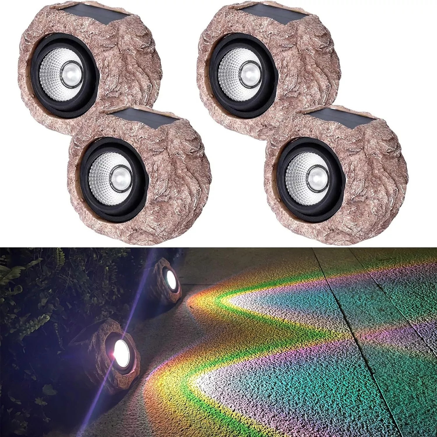 4 Pack Solar Rock Powered Outdoor Lights Led Spot Waterproof Garden Yard Pathway