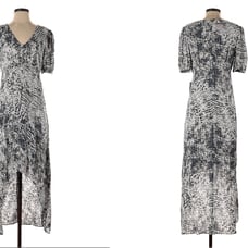 Express NWT! Grey Rayon Short Sleeve, V-Neck, High/Low Silhouette Dress Size XS