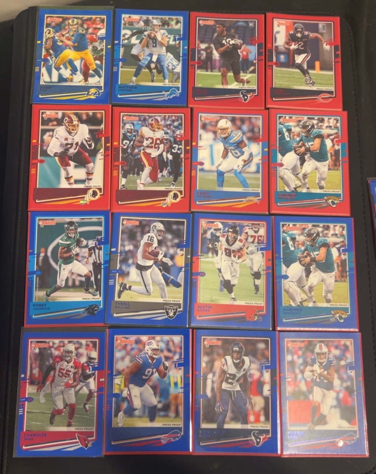 Football tcg Panini Donruss blue/red press proof lot of 100 from 2020-2021