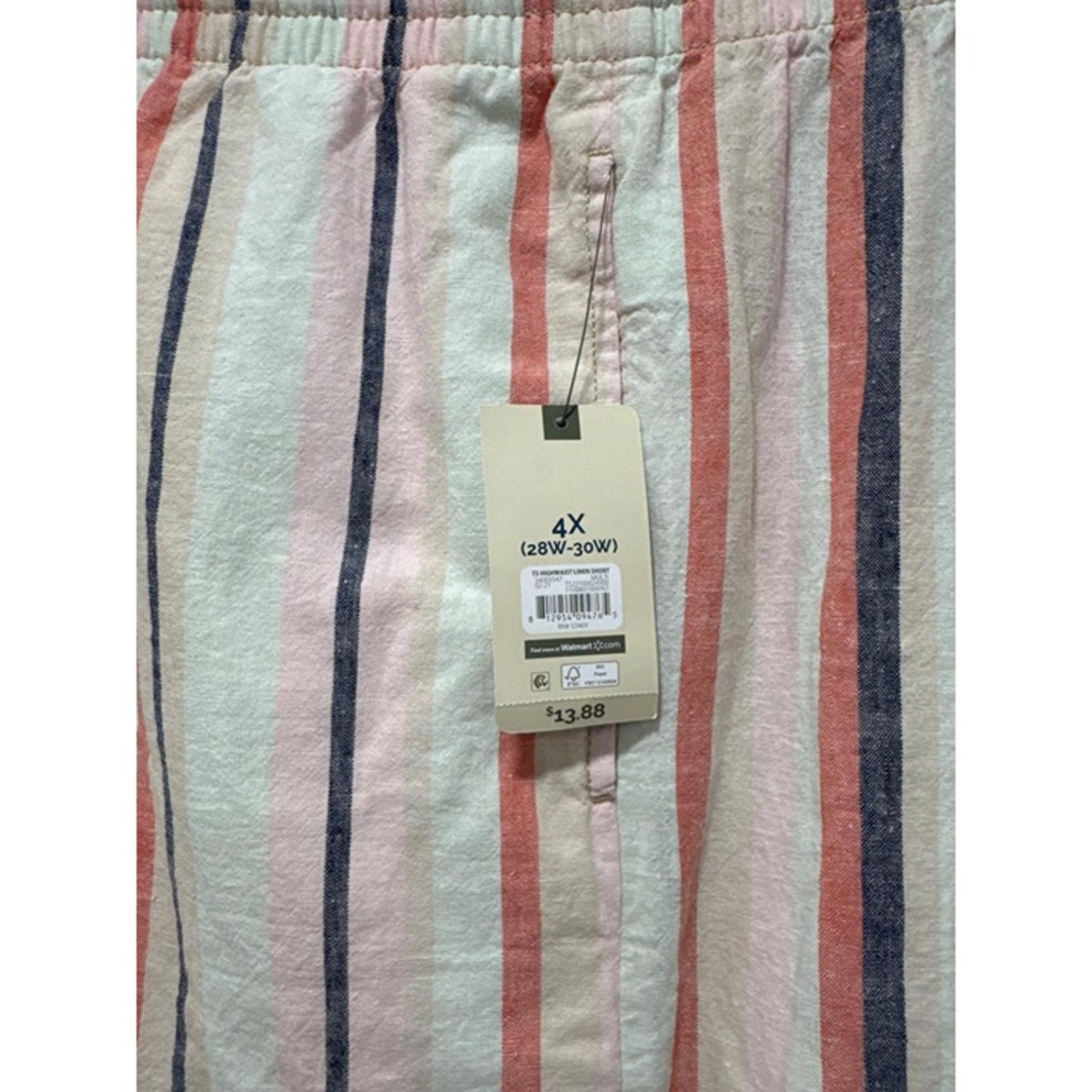 Terra & Sky Women S Plus Size High Waist Linen Shorts