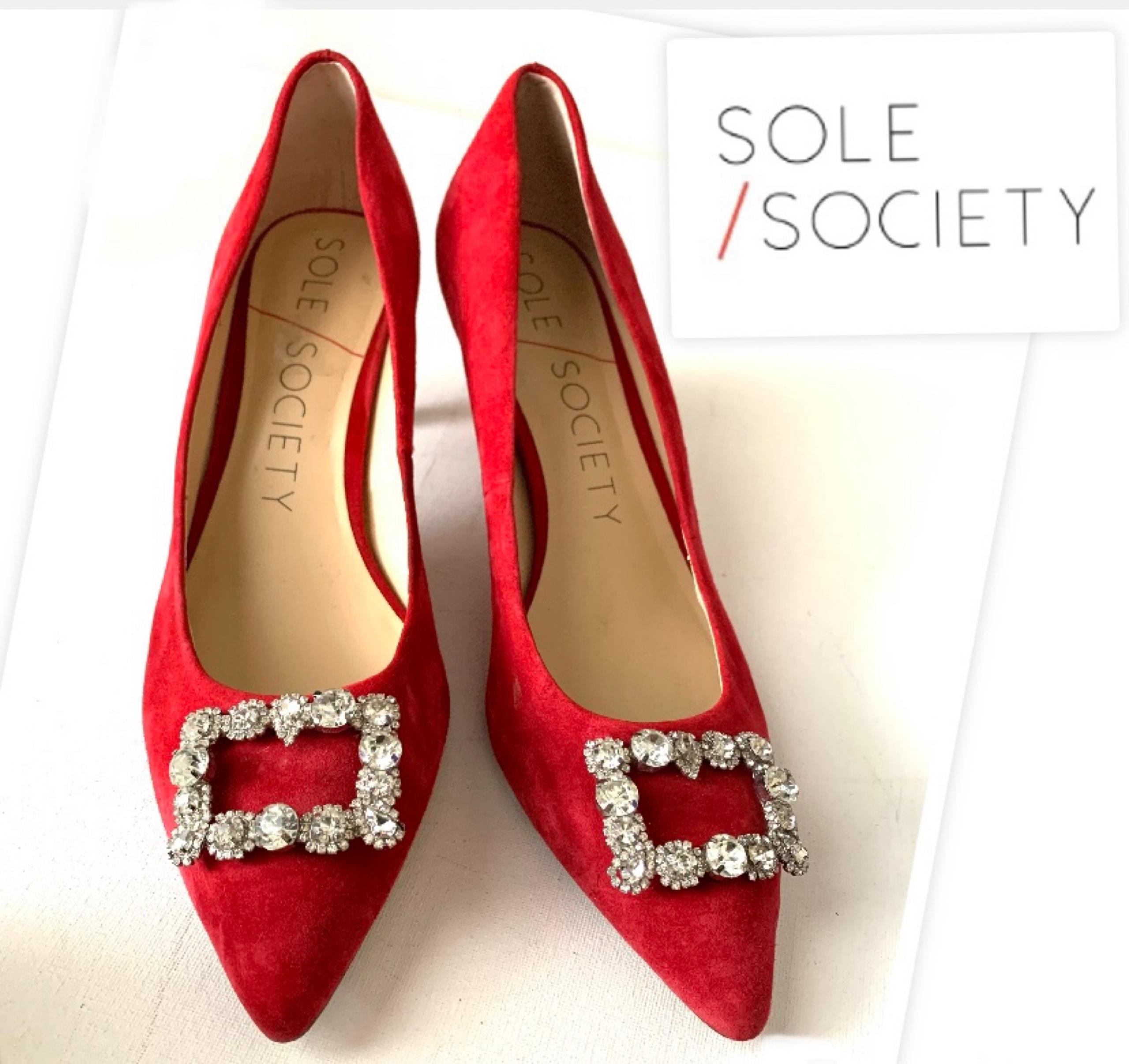Sole Society Glam Jewel Rhinestone Toe Suede Pumps