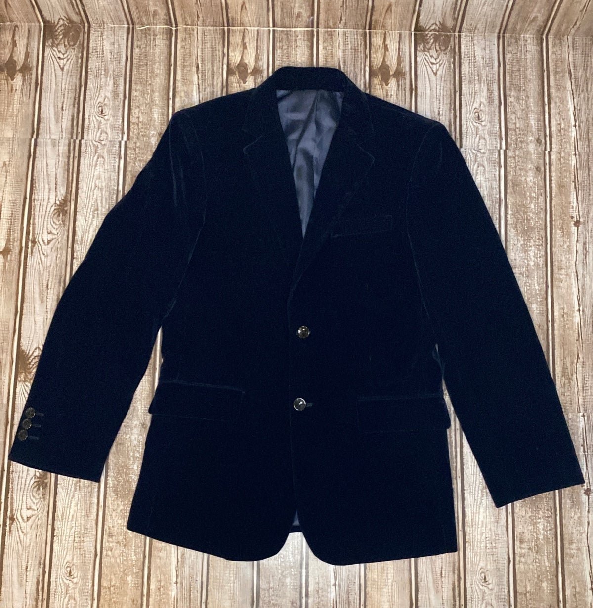 NWOT Andrew Fezza Navy Velvet Blazer