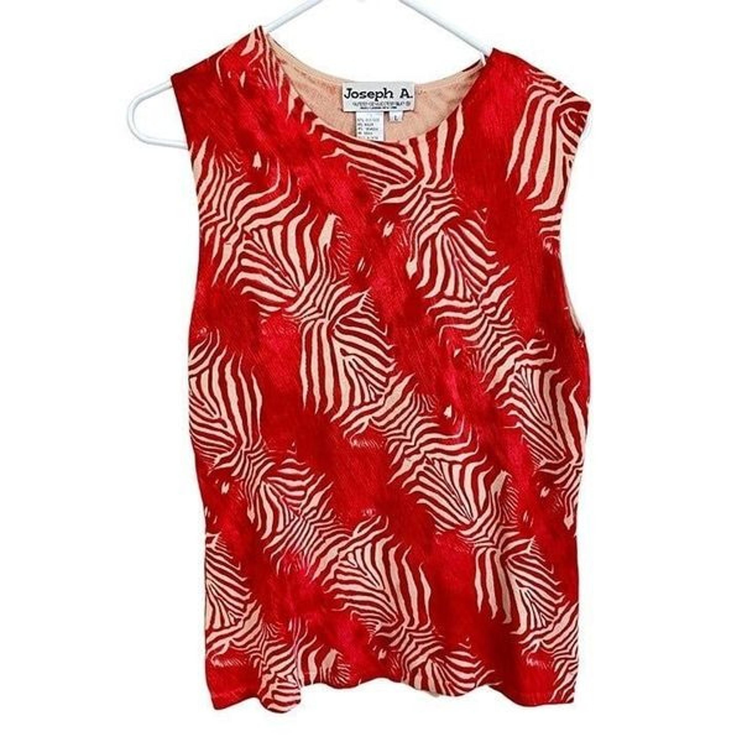 Vintage Joseph A Silk Knit Tank Top Women's Large Red & White