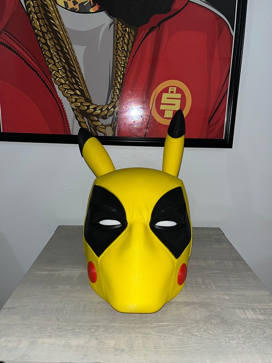 3D printed pikachu deadpool helmet