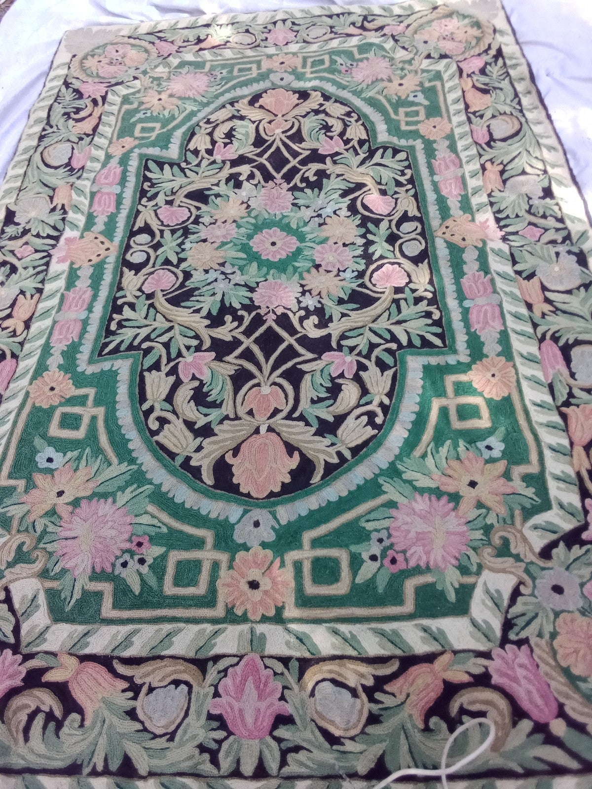 Hand woven wool area rug