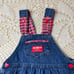 Vintage 1980s Oshkosh B'Gosh Girls 5 Years Plaid Heart Bow Back Denim Skirtall