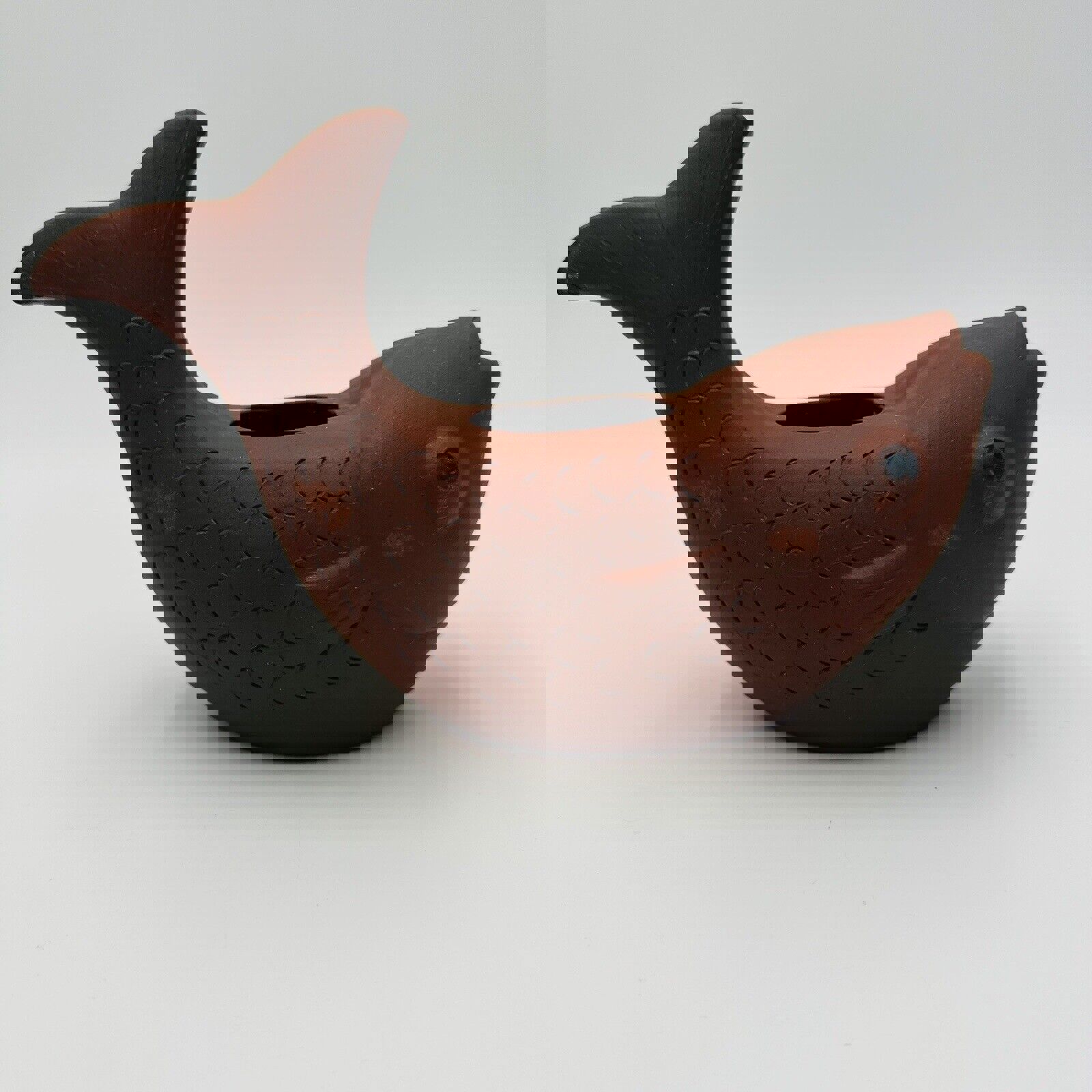 Chinese Pottery Terracotta Yixing Zisha Clay Fish Candle Holder Vase Home Decor