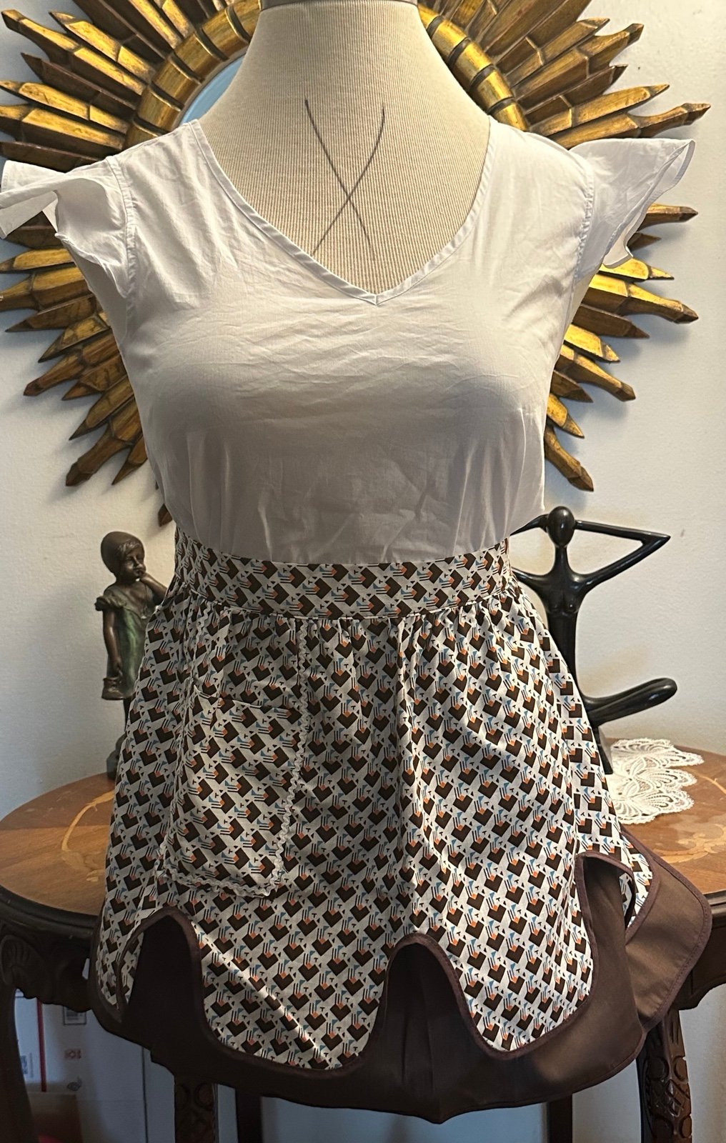 Vintage handmade brown Reversible skirt Apron