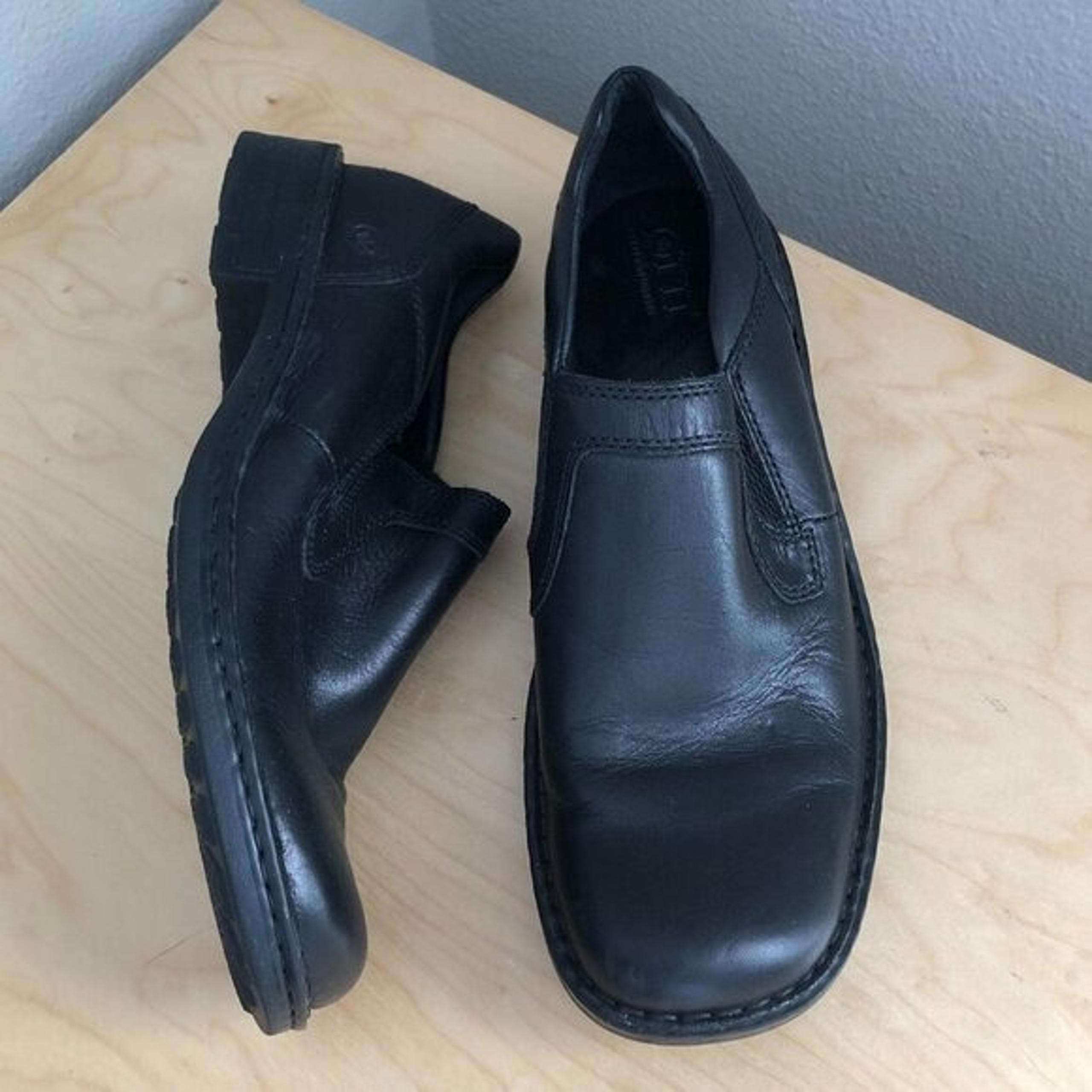 Vintage Y2K Born Chunky Square Toe Leather Loafers Mens 8.5 Black Dark Academia