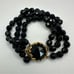 VIntage VTG Faceted Black Gold 3 Beaded Strand Bracelet Unbranded Quiet Luxury