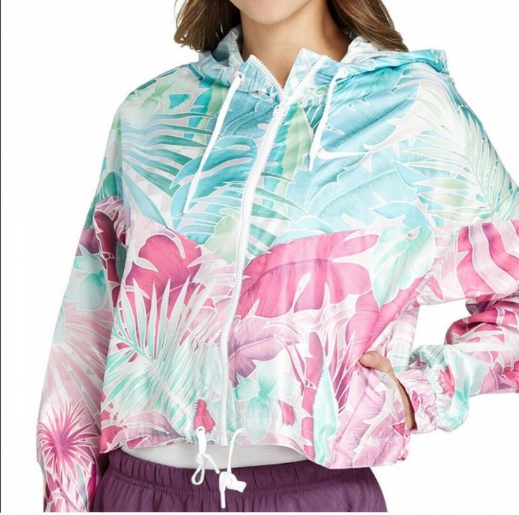 Nike Tropical Leaves Cropped Windbreaker