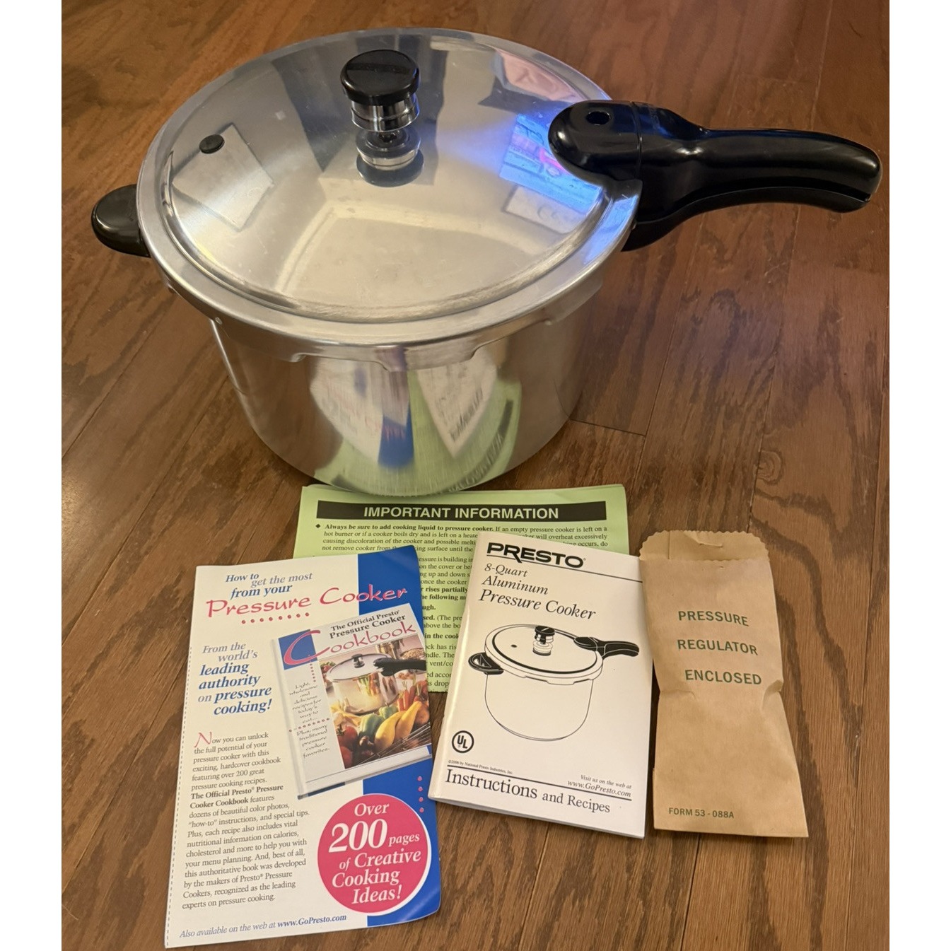 Presto 8 Qt. Aluminum Pressure Cooker Stock No. 0128204 Rack Manual Canning