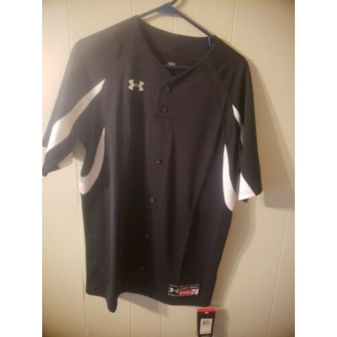 NEW Under Armour Men's Full Button Baseball Jersey Black Size Medium NWT!